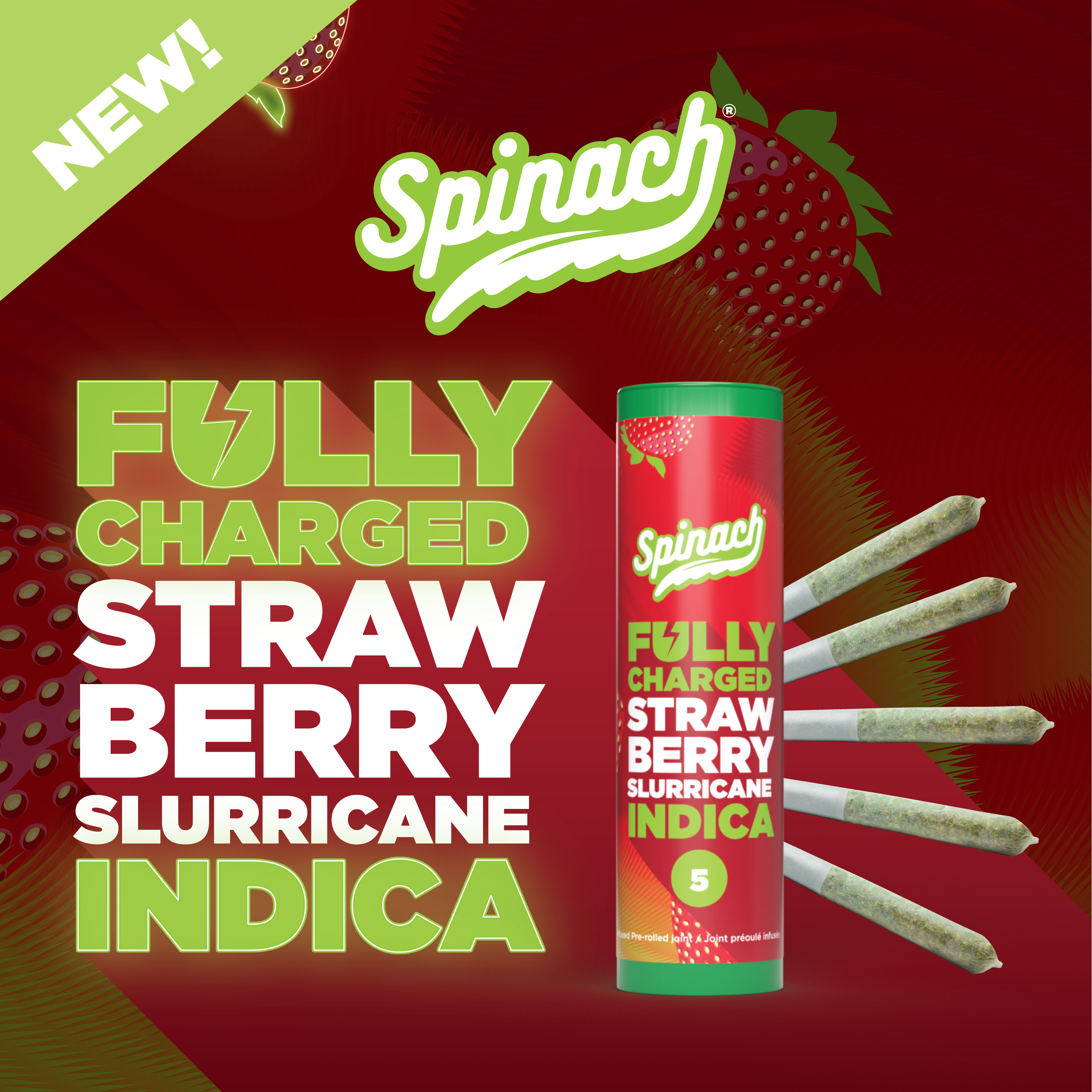 Spinach - Fully Charged Strawberry Slurricane 5 x 0.5g Infused Pre-Rolls