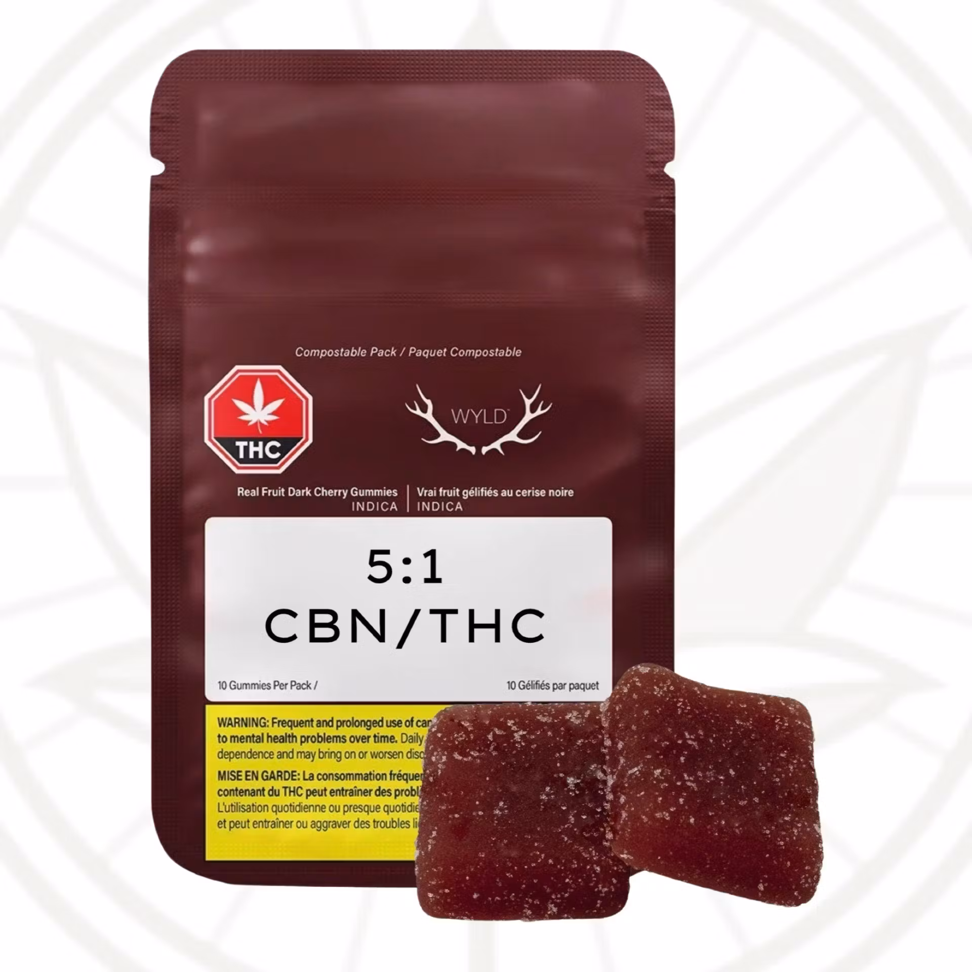 Wyld - Real Fruit Dark Cherry 5:1 CBN:THC (Indica) 10 x 4g Soft Chews