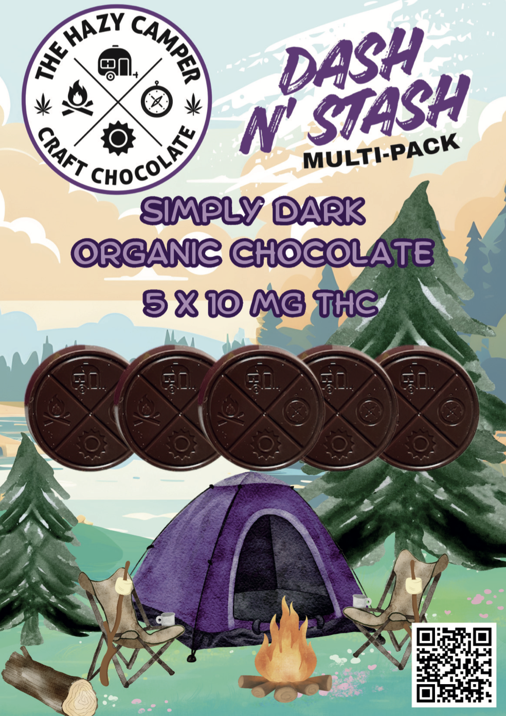 The Hazy Camper - SIMPLY DARK THC 5x5.5g ORGANIC CHOCOLATE Multipack of 5