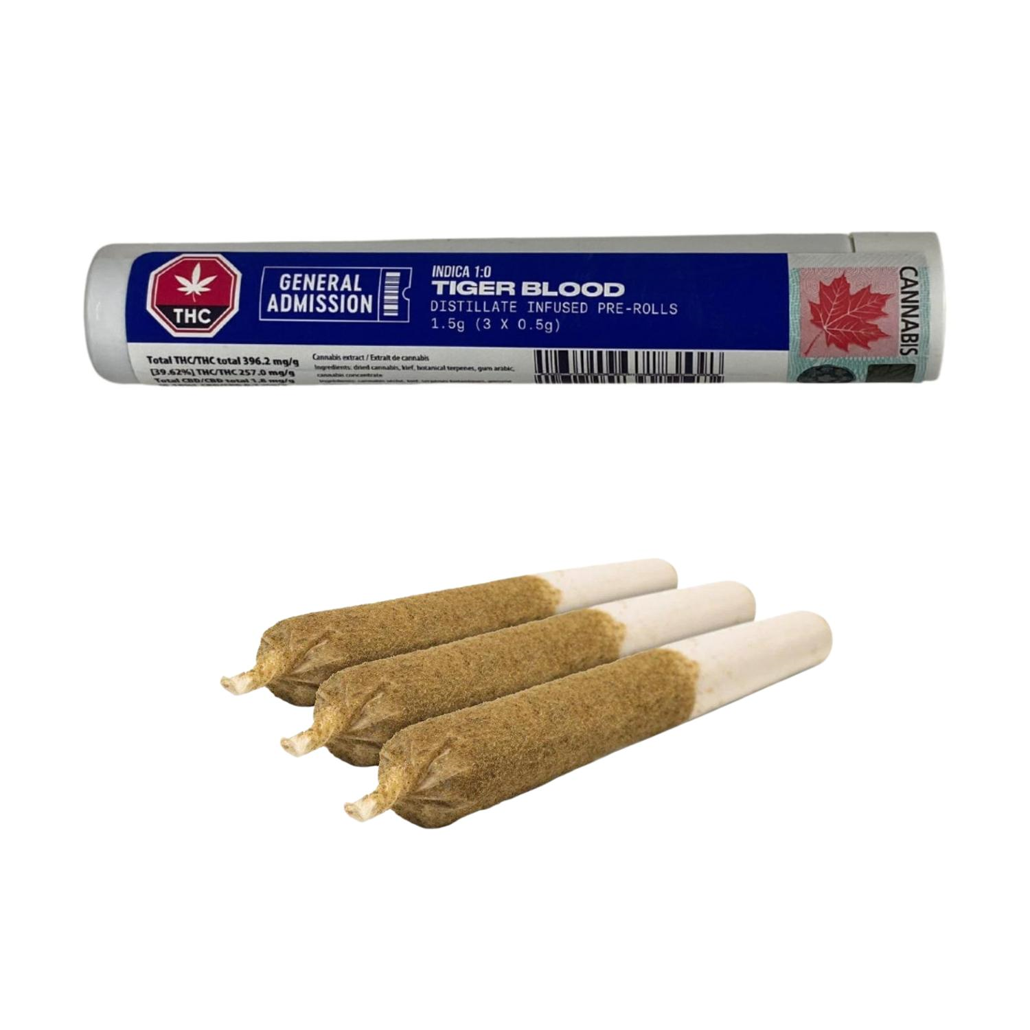 Tiger Blood 3 x 0.5g Distillate Infused PreRolls