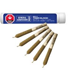 General Admission - Tiger Blood 5 x 0.5g Distillate Infused Pre-Rolls
