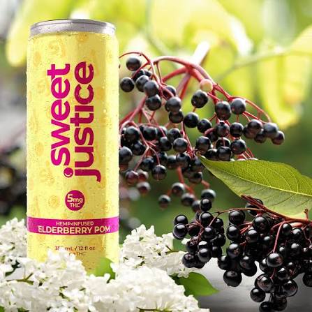 Sweet Justice - Elderflower Pom 5mg THC:CBD 1:1 355mL Soda